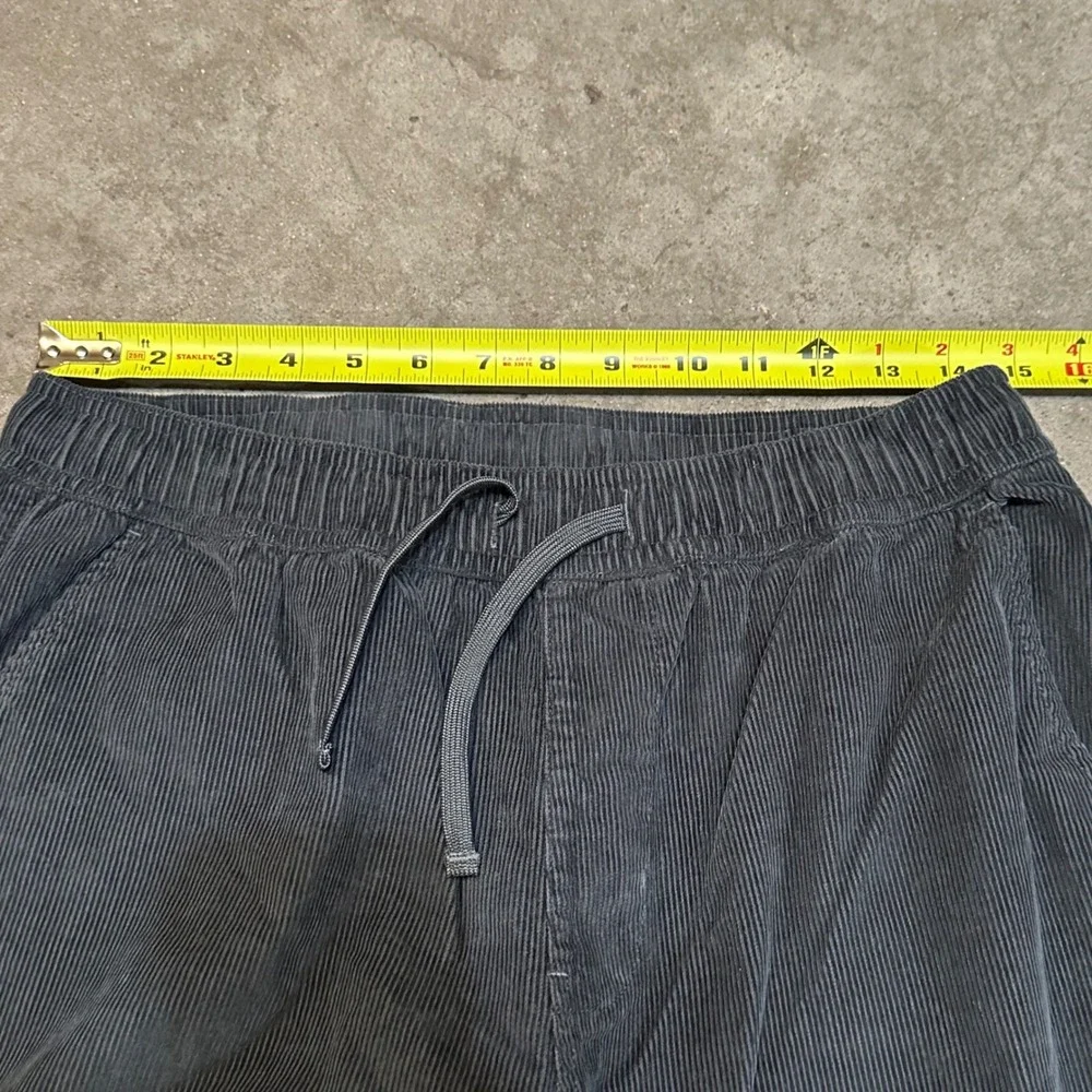 Y2K Quiksilver Corduroy Pants Mens Sm Gray Elastic Waist Drawstring Straight Leg